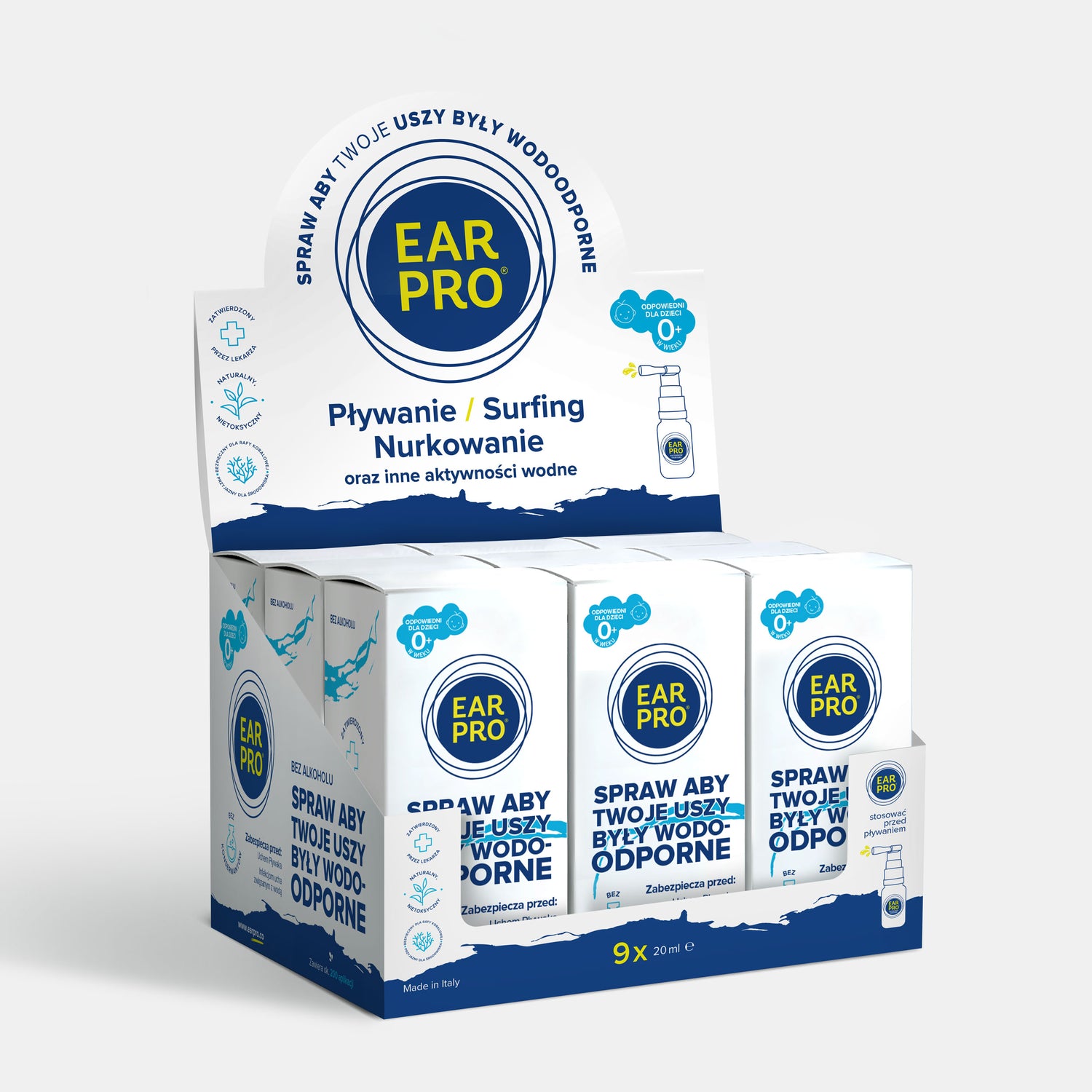 Ear Pro - opakowanie 9 sztuk - spraw, by twoje uszy były wodoodporne